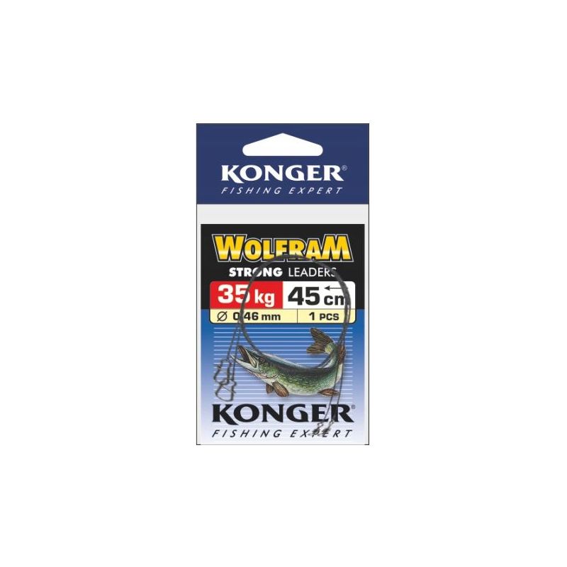 PRZYPON KONGER WOLFRAM ZIELONY 45cm 35kg 1szt PRZYPON KONGER WOLFRAM ZIELONY 45cm 35kg 1szt
