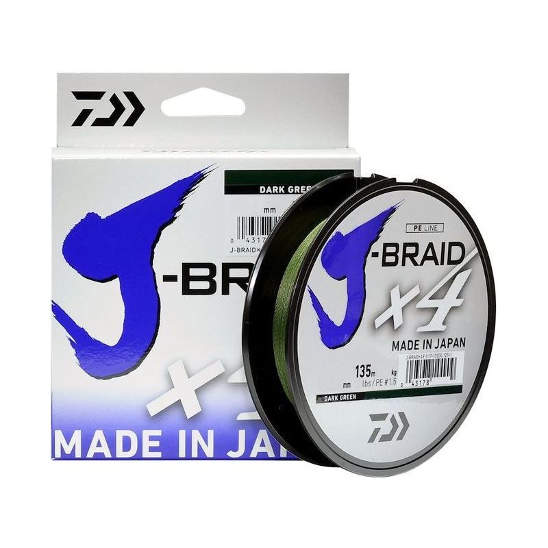 PLECIONKA DAIWA J-BRAID X4E 0,13mm 135m DARK GREEN PLECIONKA DAIWA J-BRAID X4E 0,13mm 135m DARK GREEN