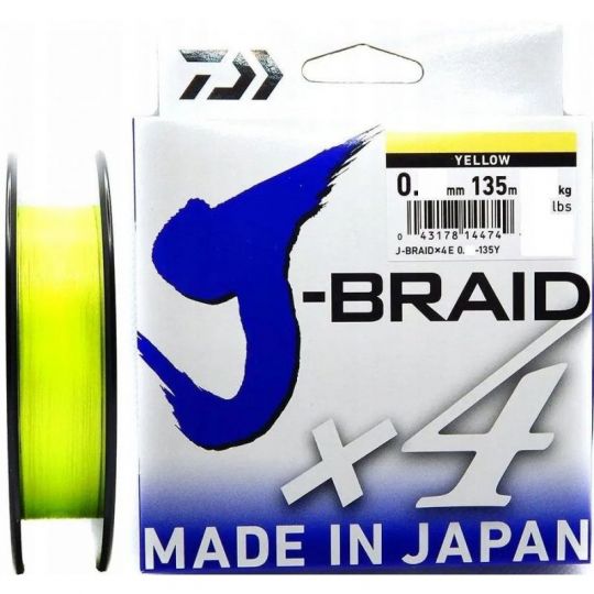 PLECIONKA DAIWA J-BRAID X4E 0,13mm 135m YELLOW PLECIONKA DAIWA J-BRAID X4E 0,13mm 135m YELLOW