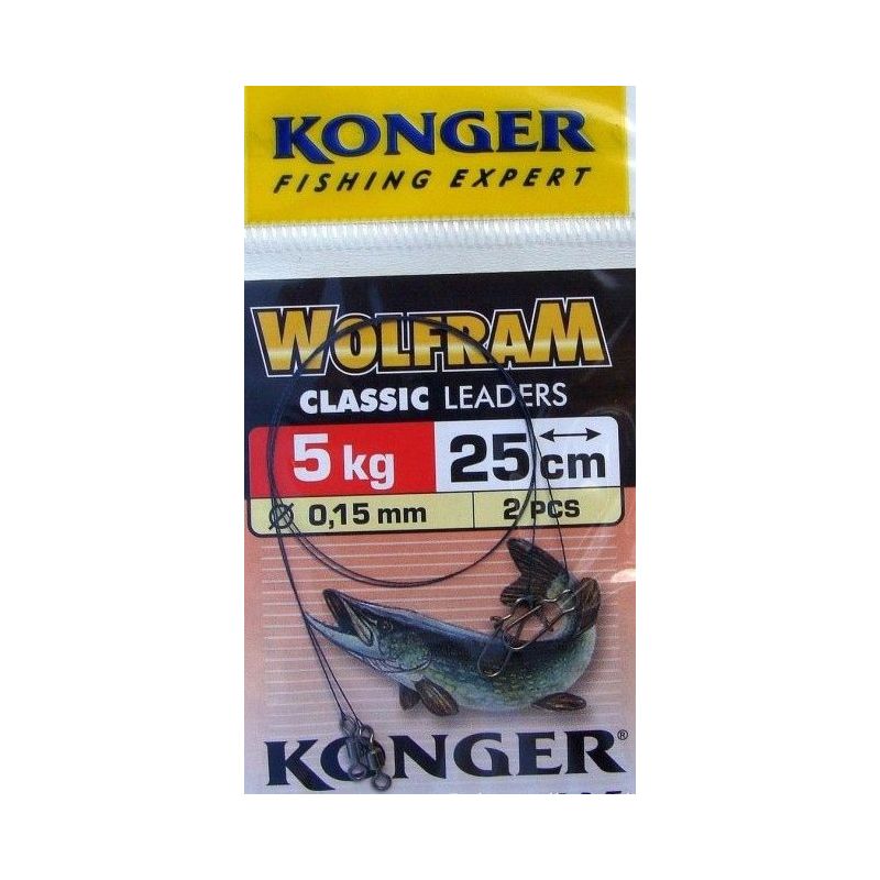 PRZYPON KONGER WOLFRAM CZERWONY 25cm 10kg 2szt