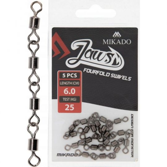 KRĘTLIK MIKADO JAWS FOURFOLD SWIVELS 25kg 5szt KRĘTLIK MIKADO JAWS FOURFOLD SWIVELS 25kg 5szt