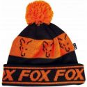 CZAPKA FOX ZIMOWA BLACK ORANGE LINED BOBBLE