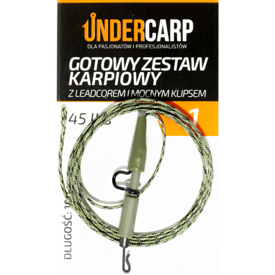 ZESTAW UNDERCARP LEADCORE Z KLIPSEM 45 LBS ZIELONY