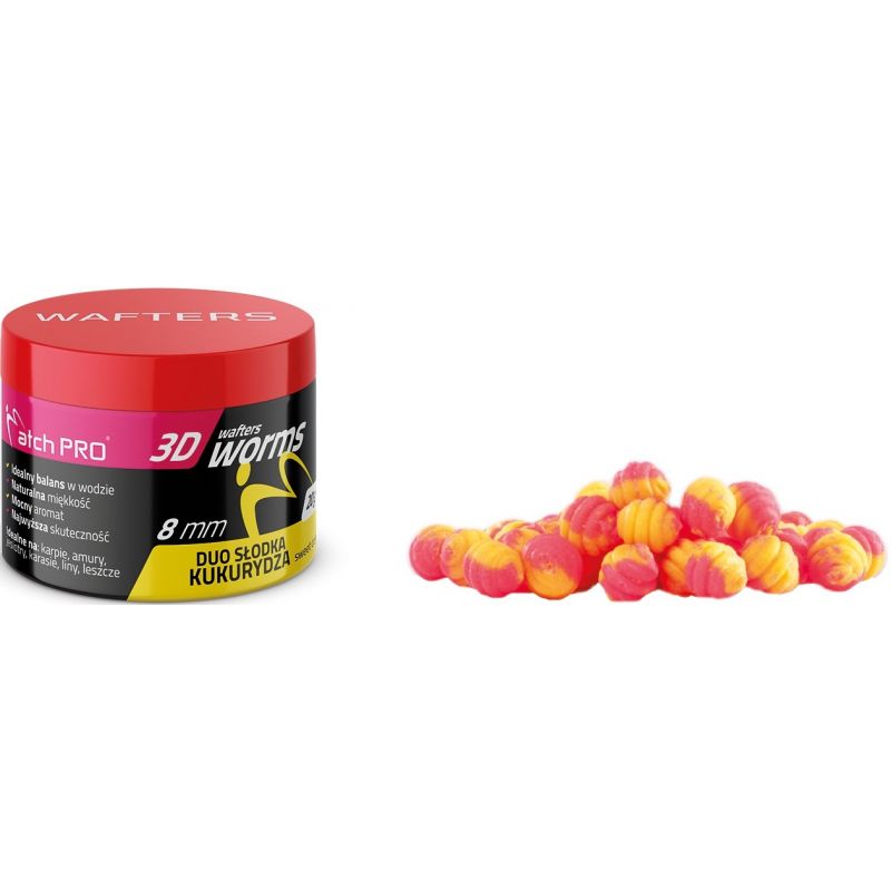 WAFTERS MATCH PRO 3D WORMS DUO SWEET CORN 8mm 20g WAFTERS MATCH PRO 3D WORMS DUO SWEET CORN 8mm 20g