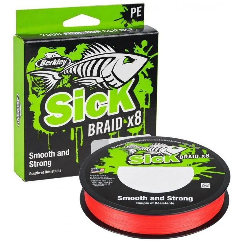 PLECIONKA BERKLEY SICK BRAID X8 0.10mm 150m RED PLECIONKA BERKLEY SICK BRAID X8 0.10mm 150m RED