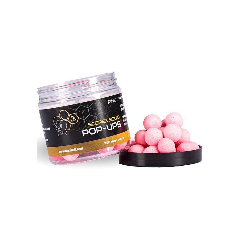 KULKI NASH SCOPEX SQUID POP UPS 15mm 75g PINK KULKI NASH SCOPEX SQUID POP UPS 15mm 75g PINK