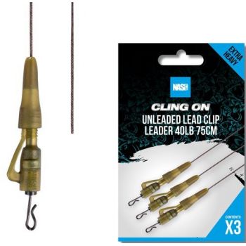 ZESTAW KOŃCOWY NASH UNLEADED LEAD CLIP LEADER 75cm