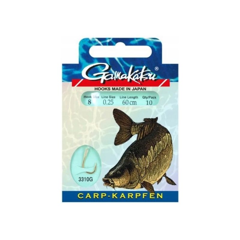 HACZYKI WIĄZANE GAMAKATSU CARP PRZYPON 0,25mm 8