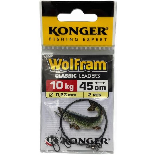 PRZYPON KONGER WOLFRAM 45cm 10kg 2szt PRZYPON KONGER WOLFRAM 45cm 10kg 2szt