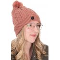 CZAPKA ZIMOWA FOX CABLE KNIT BOBBLE DUSTY DAMSKA