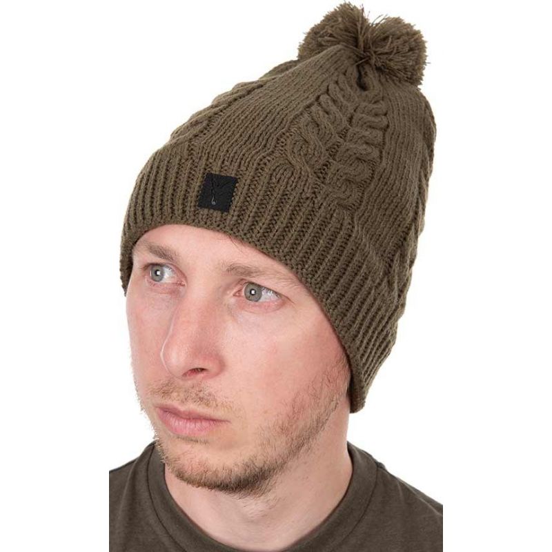 CZAPKA ZIMOWA FOX CABLE KNIT BOBBLE KHAKI