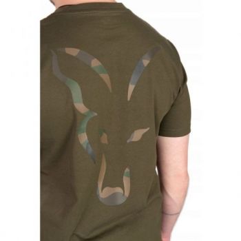 KOSZULKA T-SHIRT FOX LARGE PRINT KHAKI ROZMIAR M
